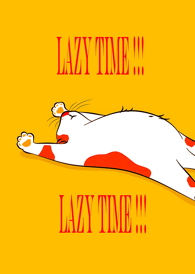 Lazy Cat with Text