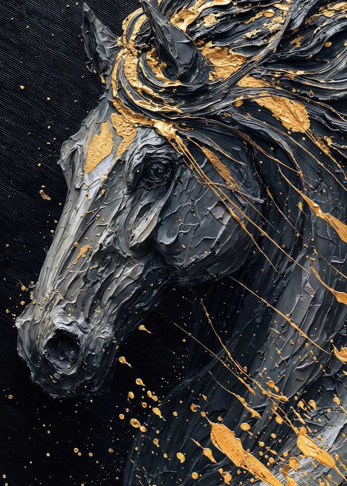 Majestic Horse Textured Gold Painting