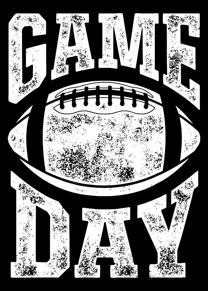 Game Day Football Poster, Vintage Sports Wall Art, Distressed Football Typography Print