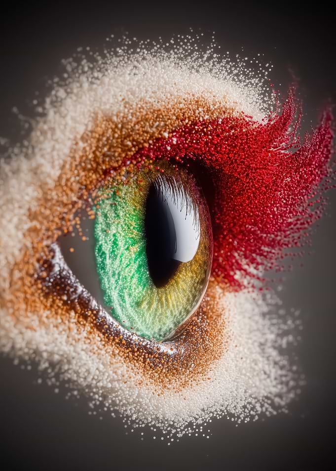 Abstract Eye Makeup with Glitter