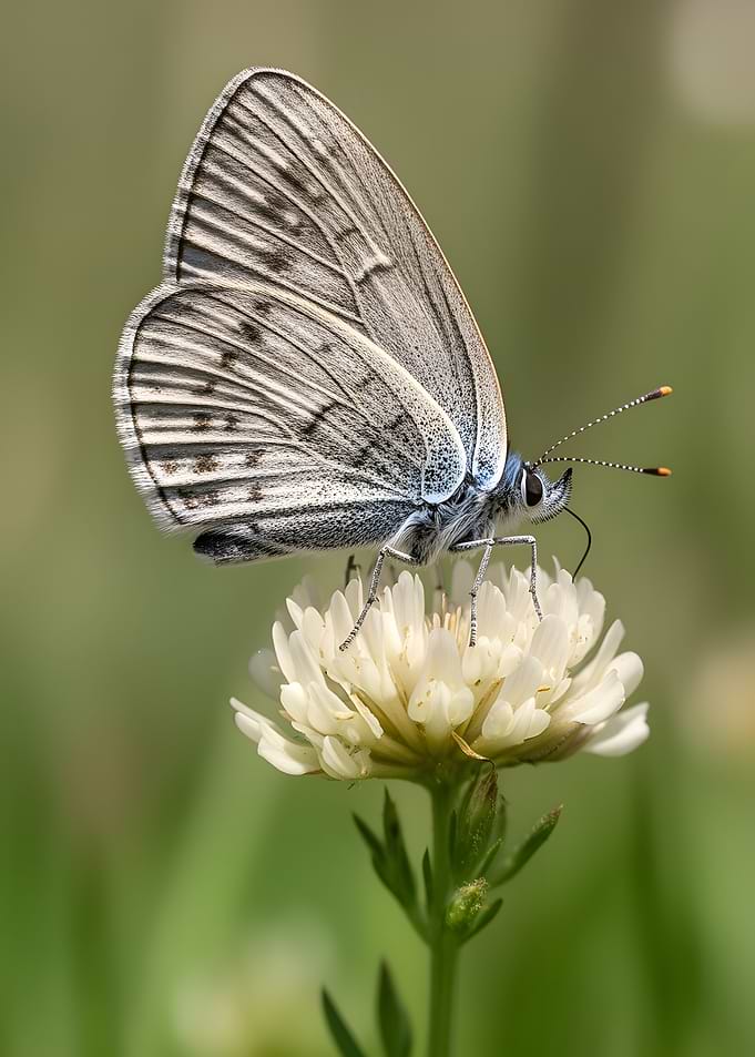 Butterfly on a White Flower