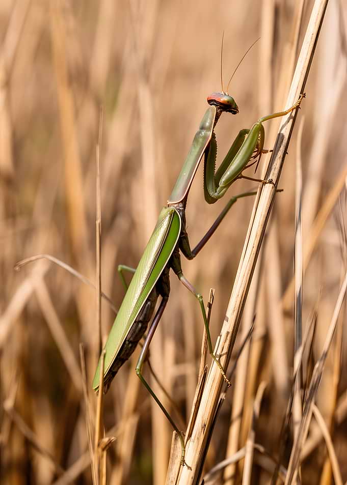 Praying Mantis on Dry Stalk