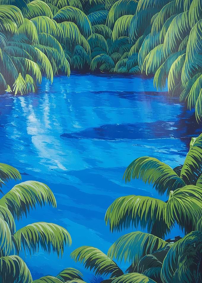 Tropical Lagoon with Palm Trees