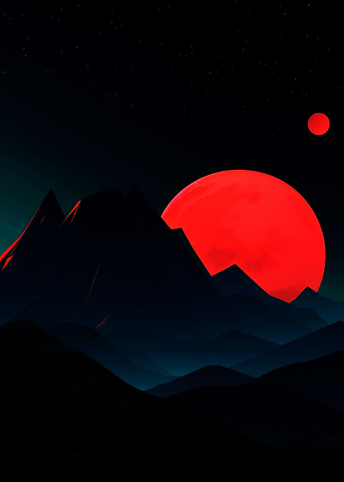 Red Moon Over Mountains