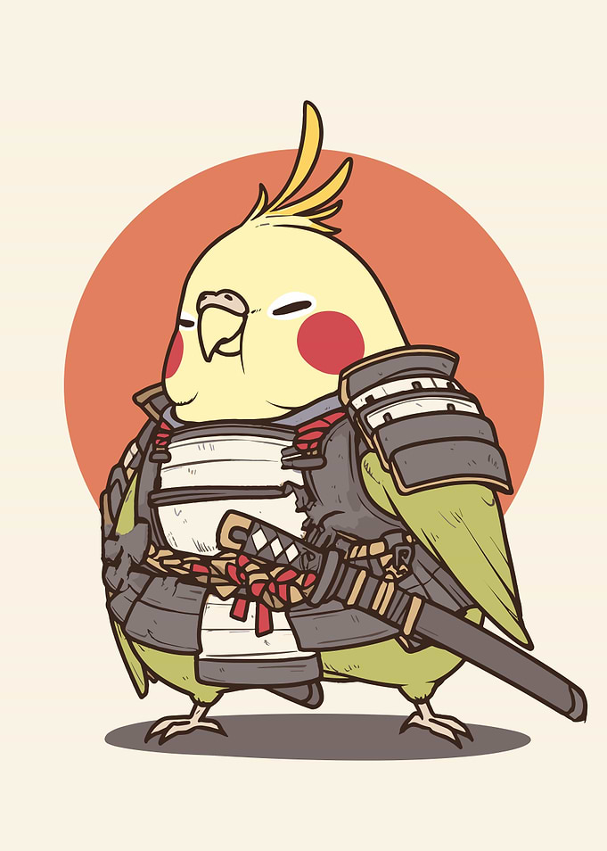 Samurai Cockatiel with Katana
