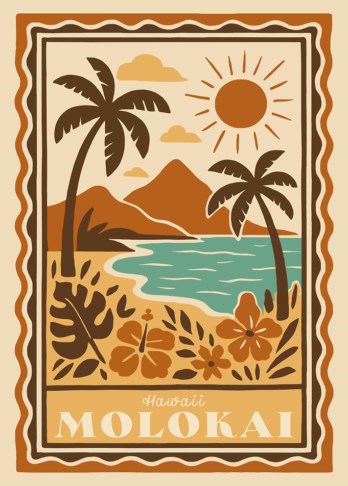 Hawaii Molokai Tropical Beach Scene