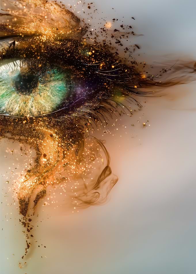 Abstract Eye with Gold Glitter