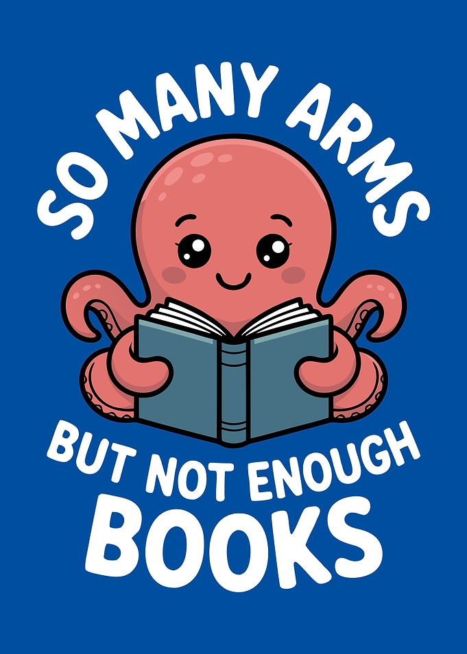 Cute Octopus Reading a Book
