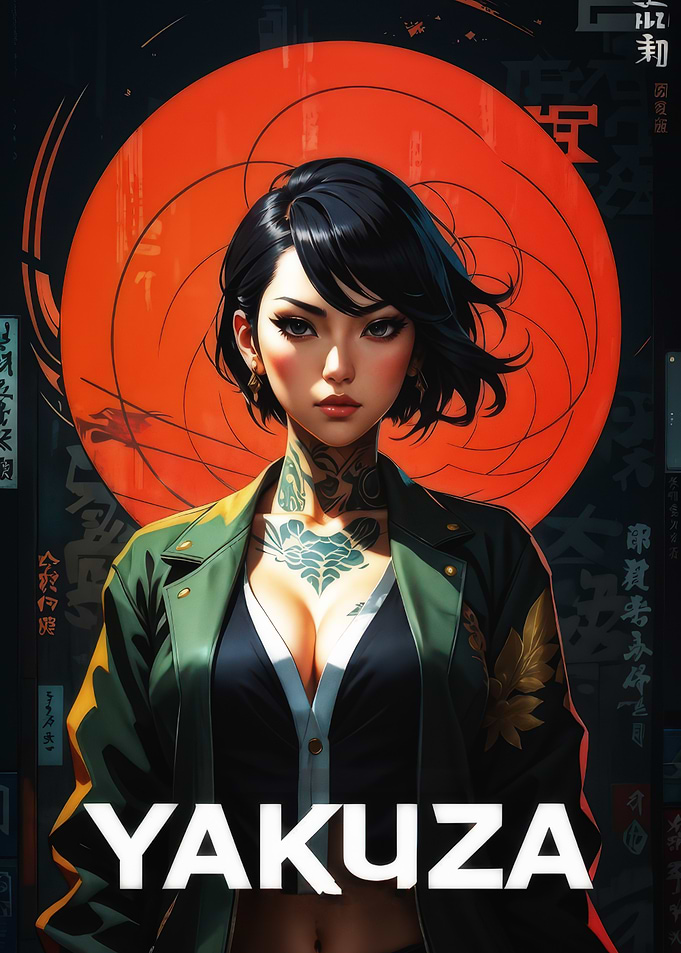 Yakuza Anime Girl with Tattoos