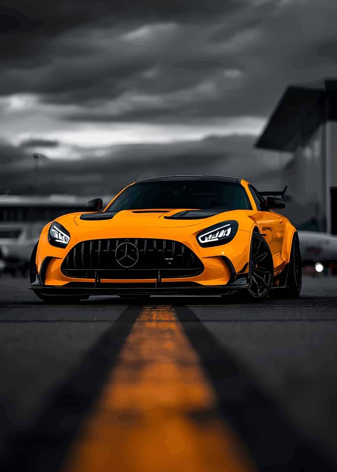Orange Mercedes-AMG GT R on Runway
