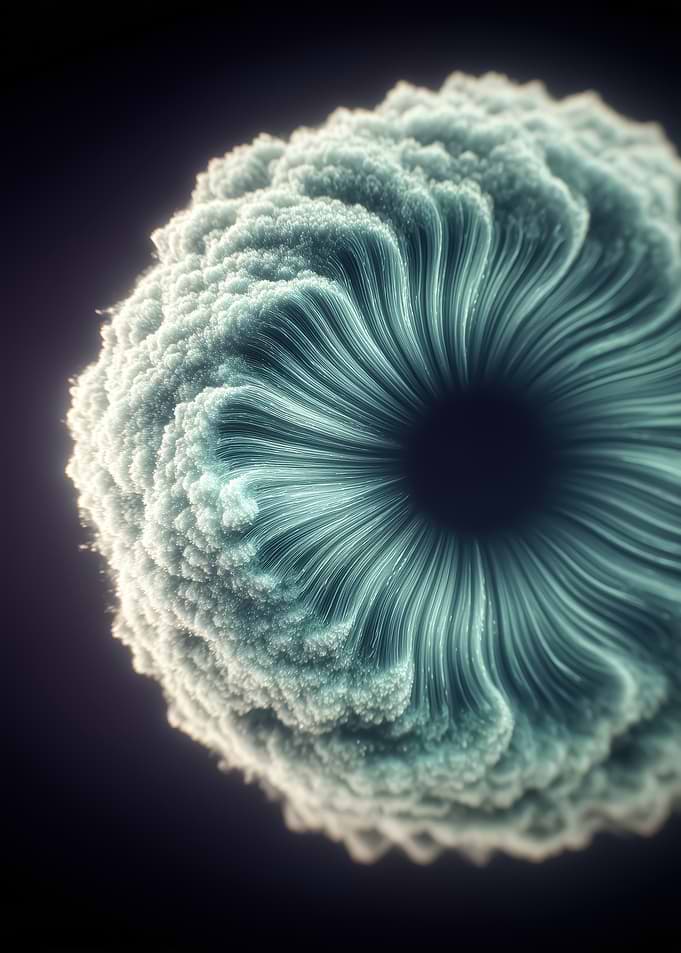 Abstract Swirling Blue and White Form