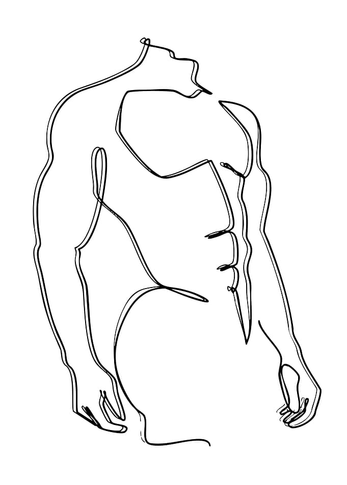 Minimalist Line Art of Muscular Torso