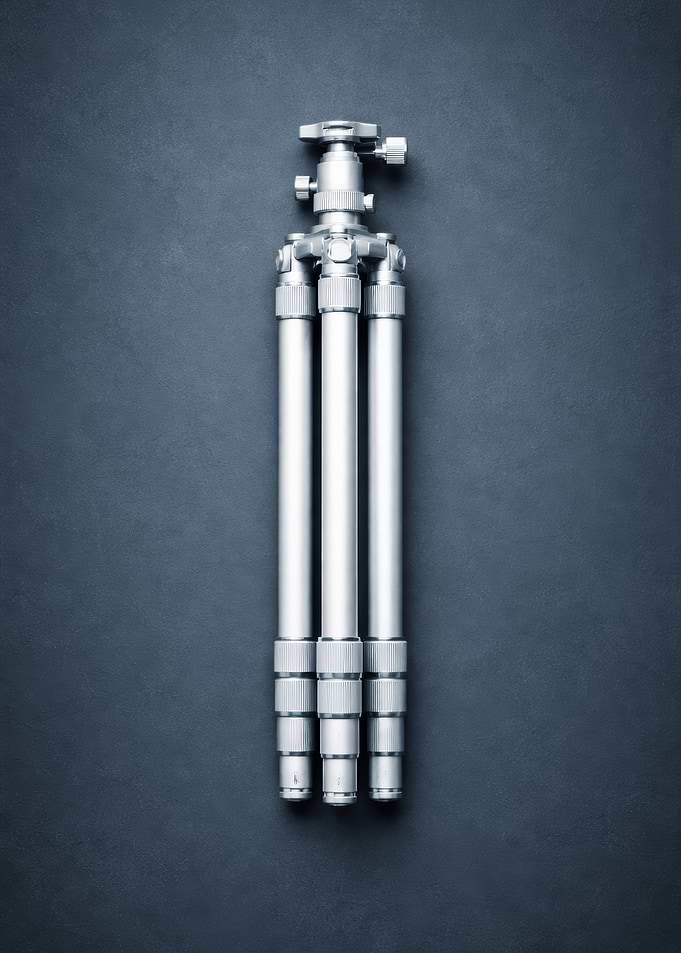 Silver Tripod on Dark Background