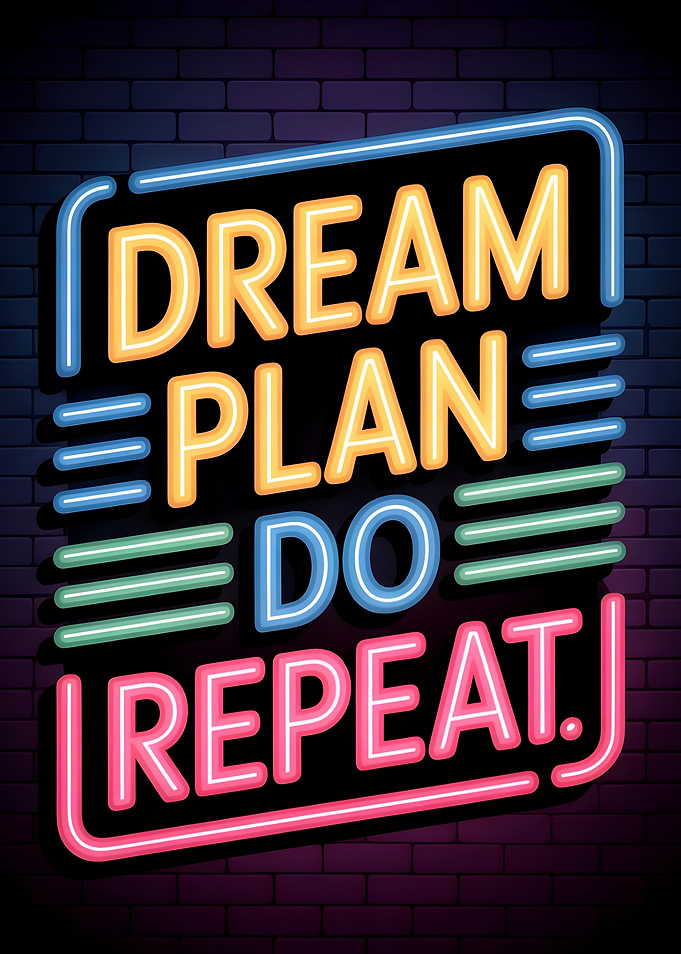 Dream Plan Do Repeat Neon Sign