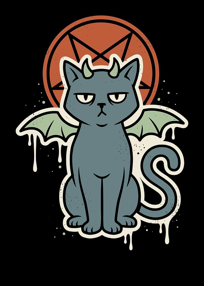 Demonic Cat with Pentagram