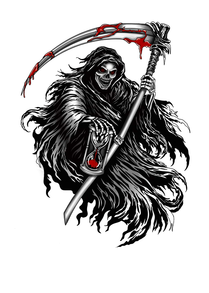 Grim Reaper with Scythe and Hourglass
