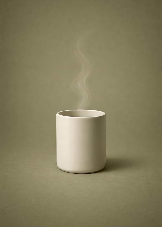 Steaming Mug on Green Background