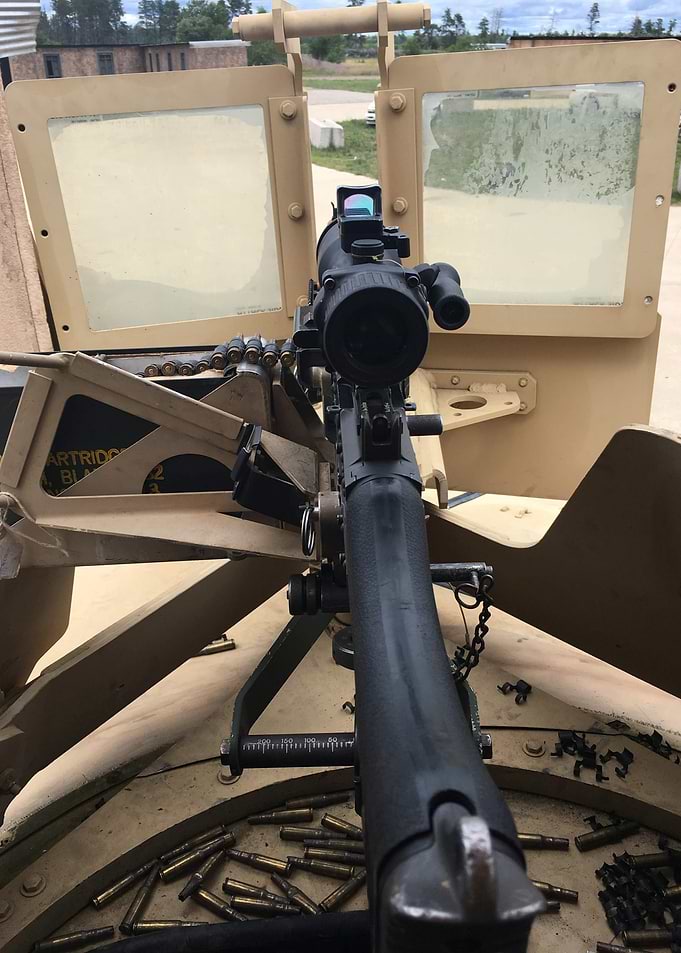 Machine Gun Mounted in Military Vehicle