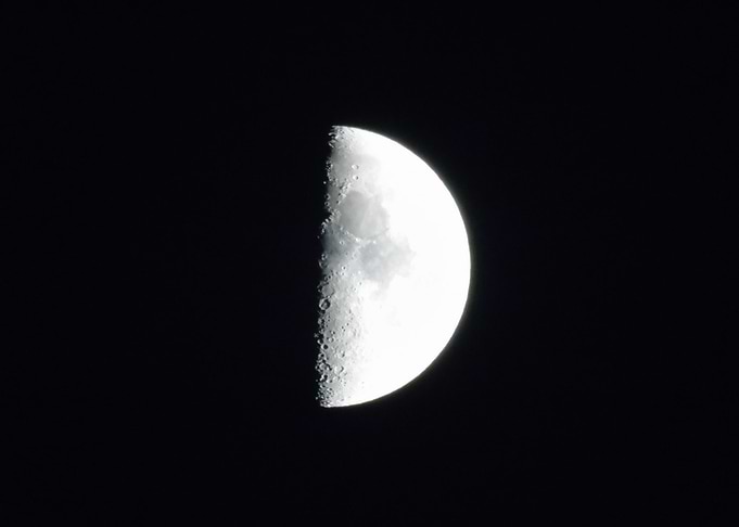 Half Moon in Dark Sky