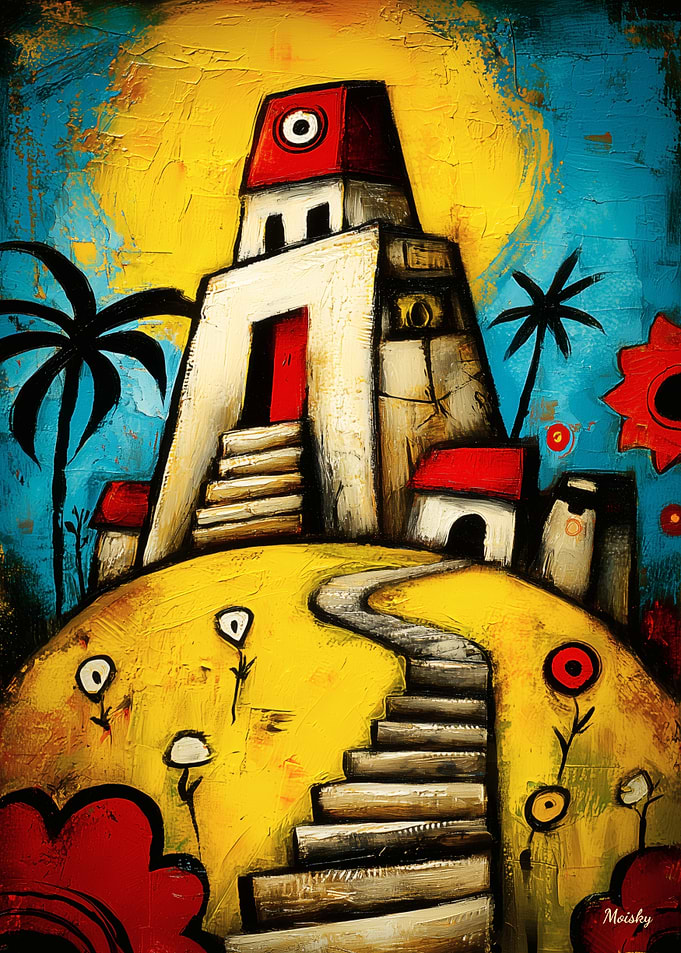 Abstract Mayan Temple Painting