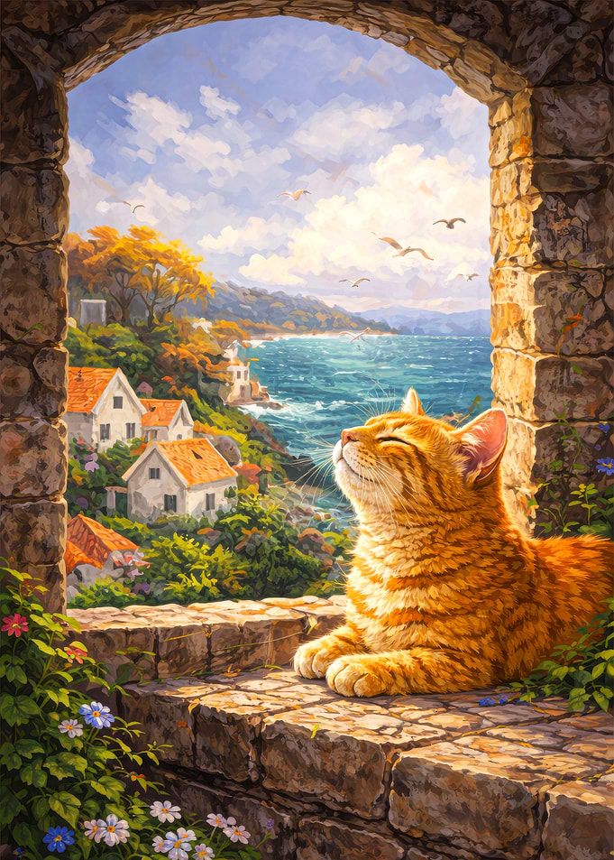 Cat enjoying a scenic view