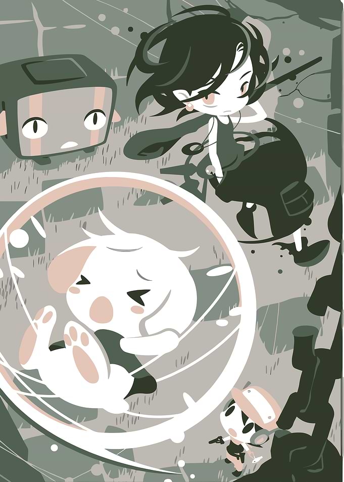 Cute Characters in a Whimsical Scene