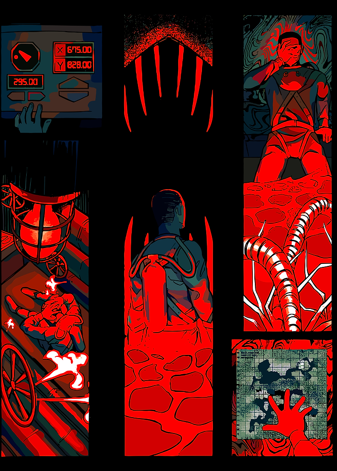 Comic Panel with Sci-Fi and Horror Elements