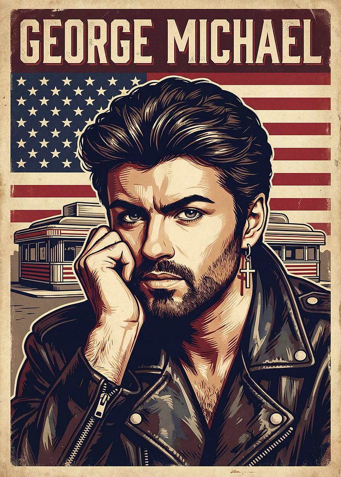 George Michael American Flag Poster