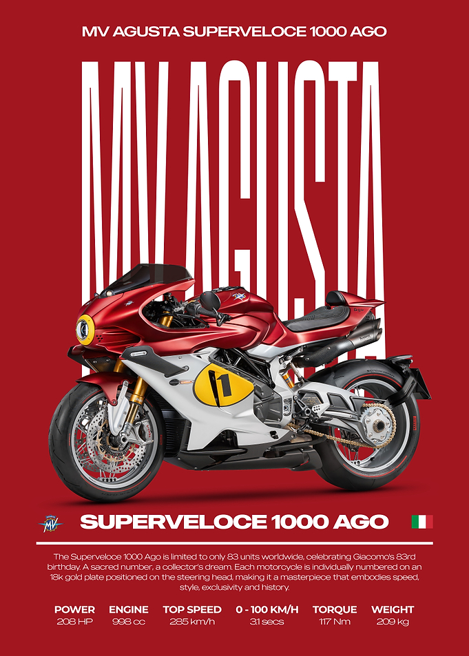 MV Agusta Superveloce 1000 Ago Motorcycle Poster