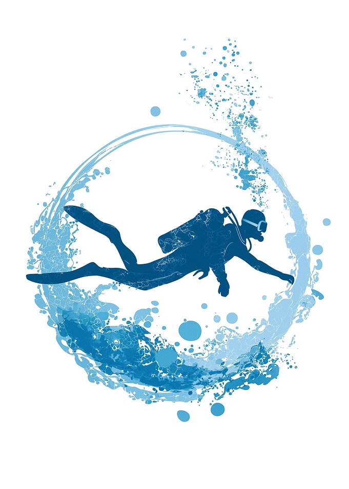 Scuba Diver in Water Splash Circle