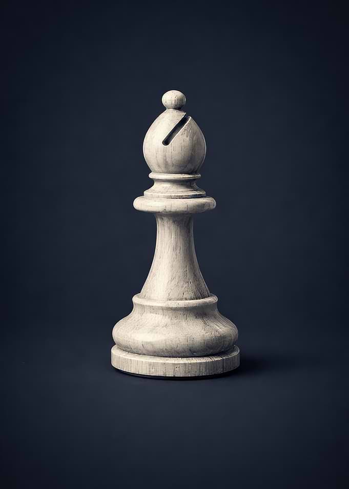 White Chess Bishop on Dark Background