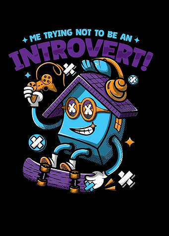 Introvert House Character on Skateboard