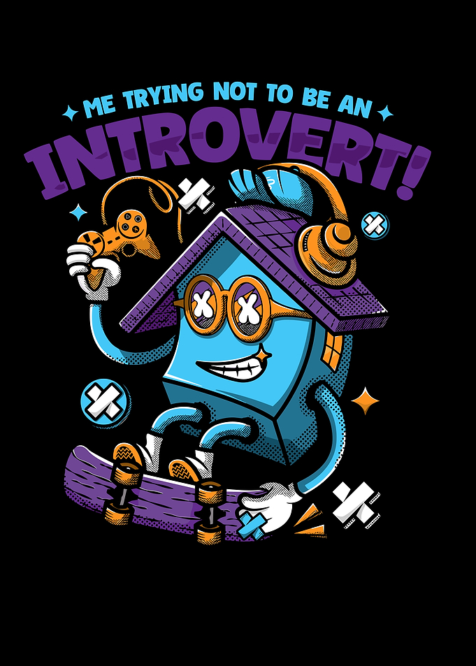 Introvert House Character on Skateboard