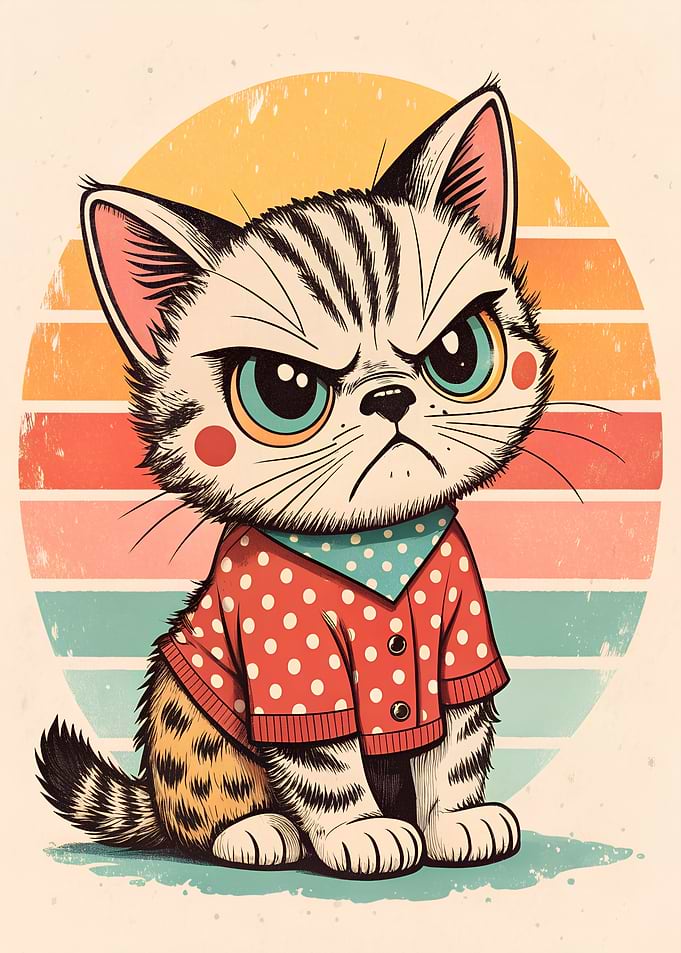 Grumpy Cat in Retro Sunset