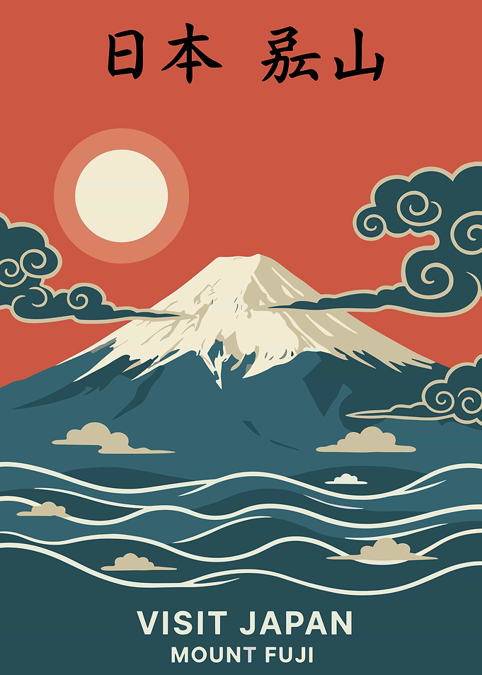 Mount Fuji Retro Sunset Edition