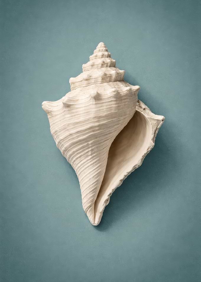 Seashell on a blue background