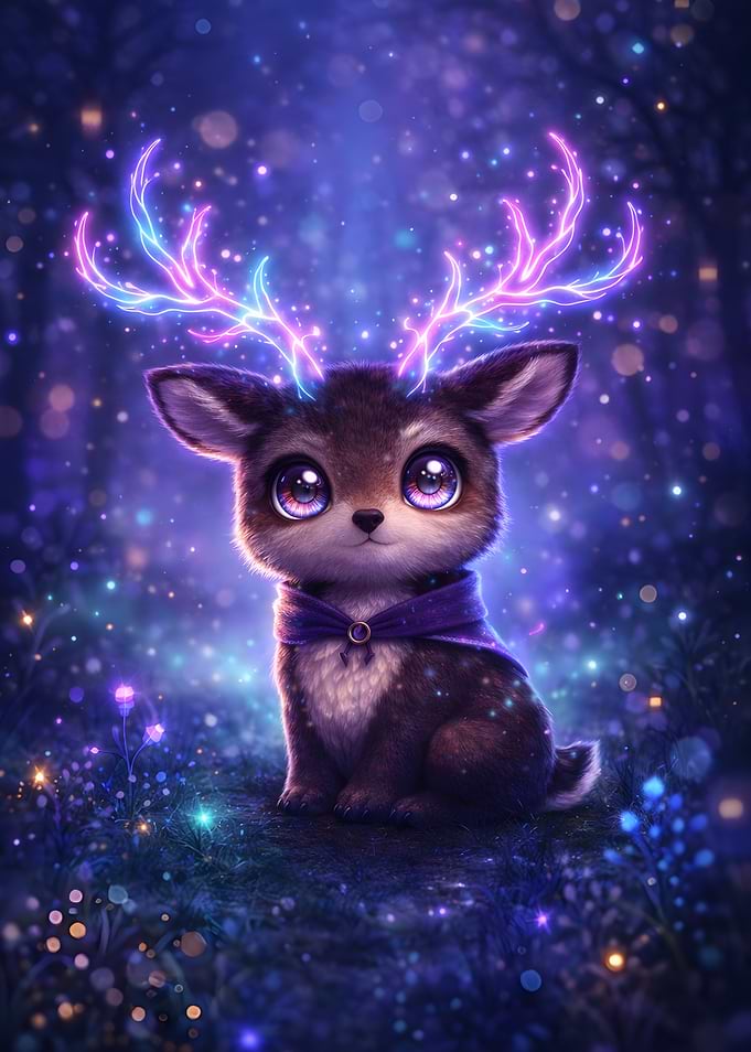 Cute Fawn with Glowing Antlers