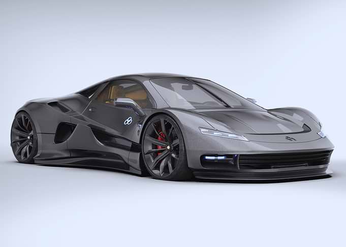 Futuristic Dark Gray Sports Car