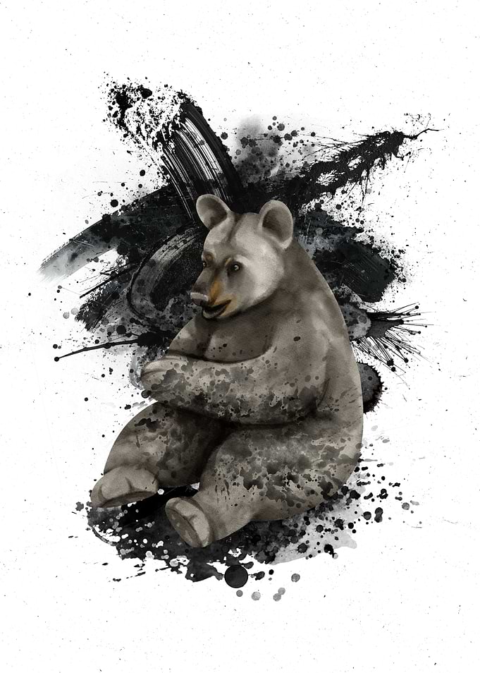 Bear with Ink Splatter