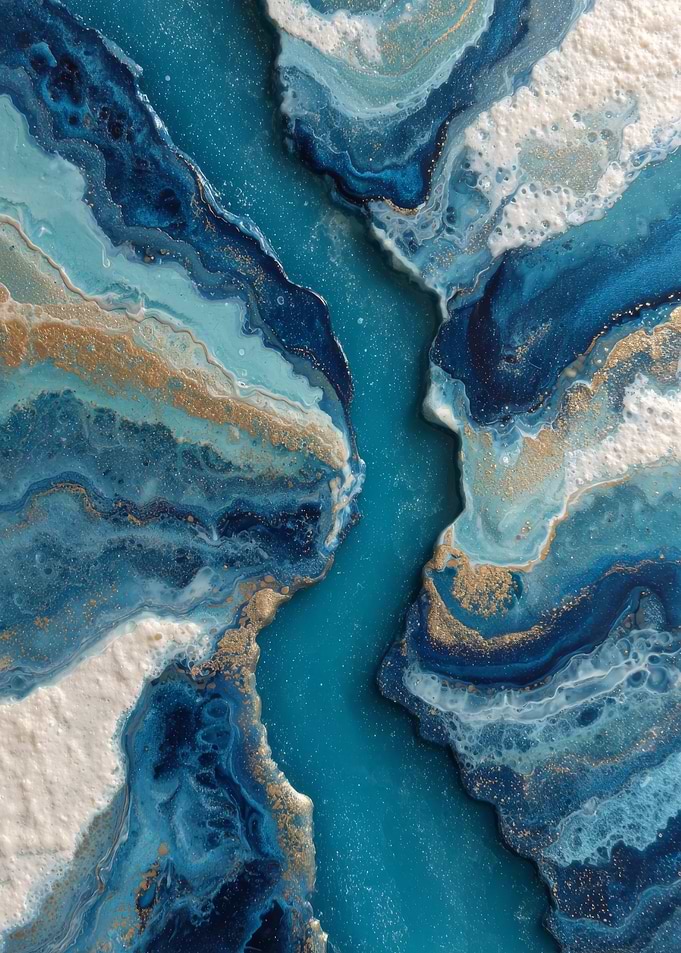 Abstract Blue and Gold Geode Art