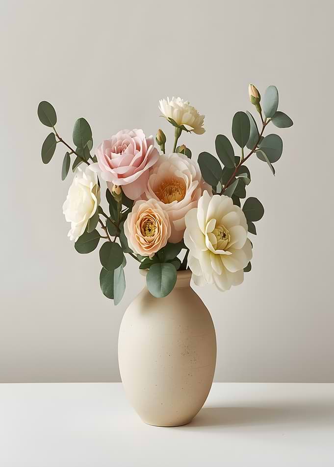 Soft Pink and White Floral Arrangement in Vase
