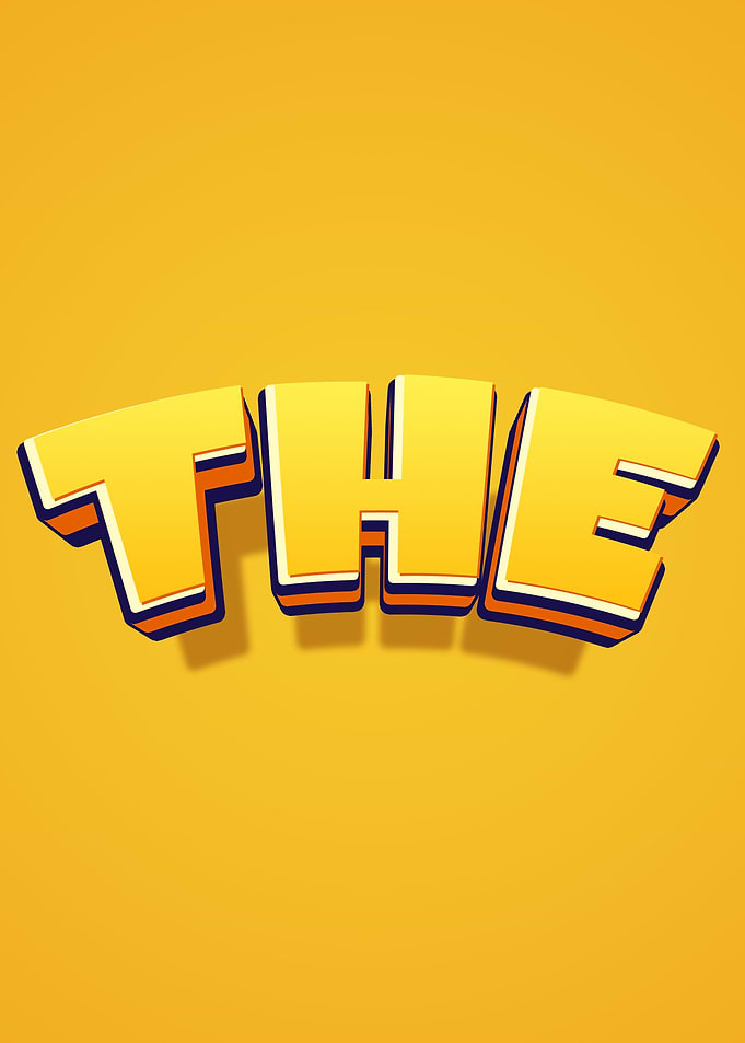 3D Text 'THE' on Yellow Background