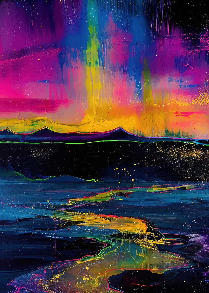Vibrant Aurora Over Dark Landscape