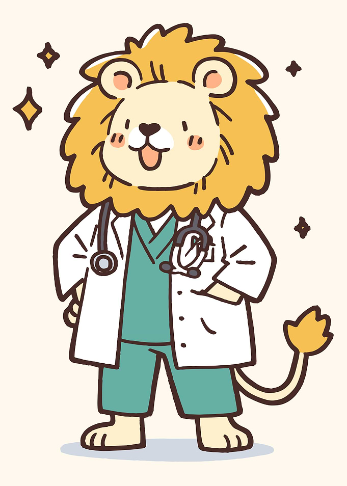 Cute Lion Doctor with Stethoscope