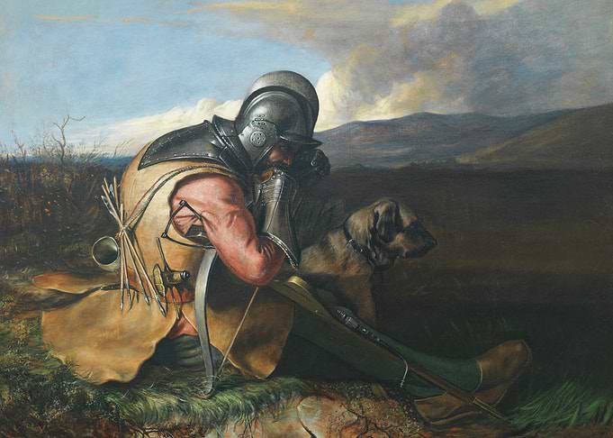 Soldier and Dog in a Landscape
