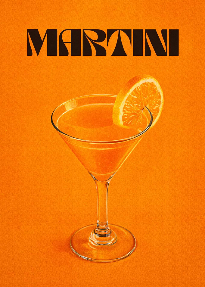 Martini cocktail with orange slice