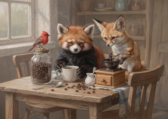 Animals Enjoying Coffee