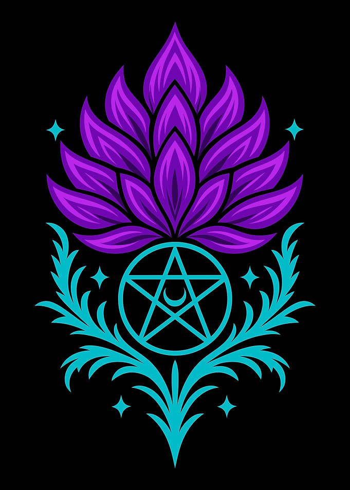 Thistle Pentagram Art - Mystical Botanical Symbol