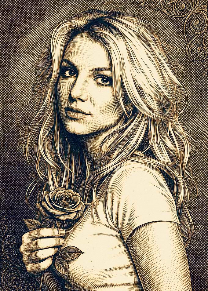 Britney Spears holding a rose