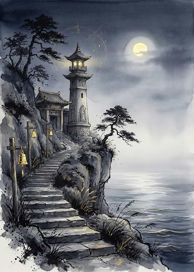 Mystical Lighthouse on a Cliff